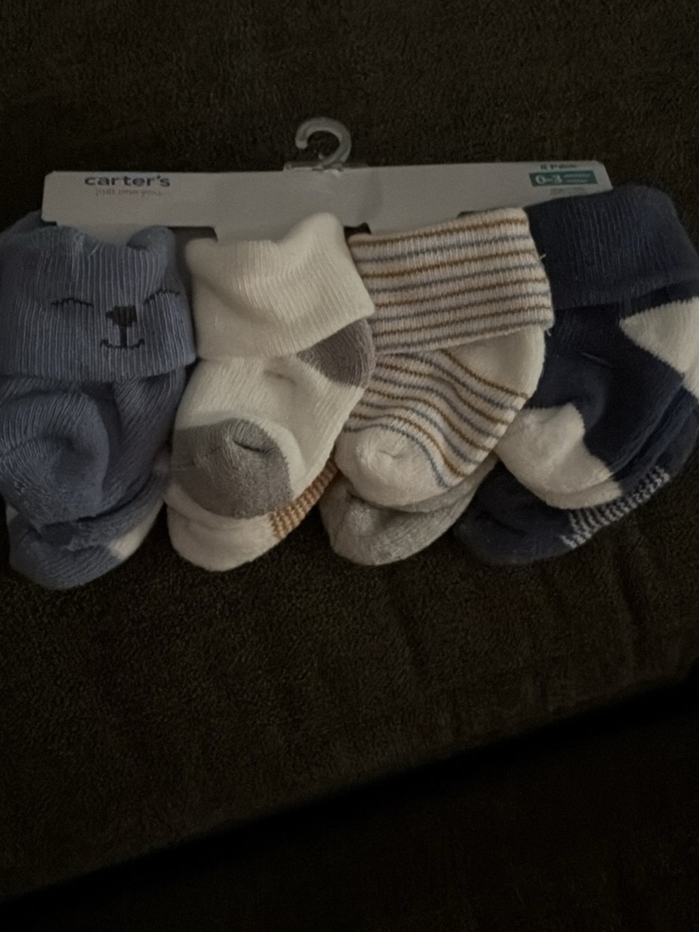 Carter's Baby Boys 8-Pack Navy, Blue, White & Gray Athletic Socks